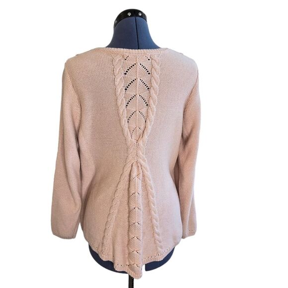 Denim 24/7 Vintage style blush pink lace yoke sweater size 14/16 - Picture 4 of 13